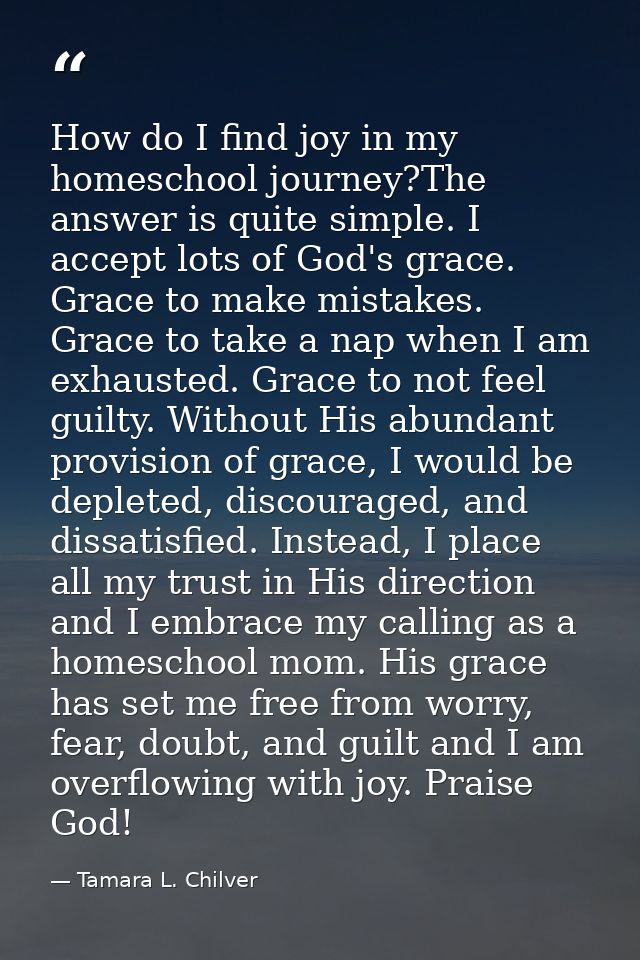 How do I find joy in my homeschool journey?The answer is quite simple. I accept lots of God's grace. Grace to make mista — Tamara L. Chilver