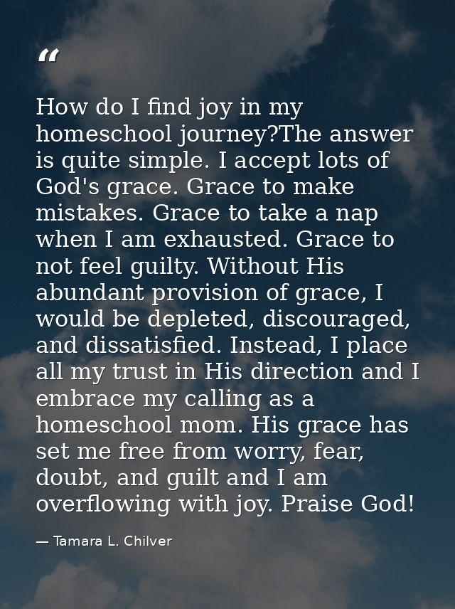 How do I find joy in my homeschool journey?The answer is quite simple. I accept lots of God's grace. Grace to make mista — Tamara L. Chilver
