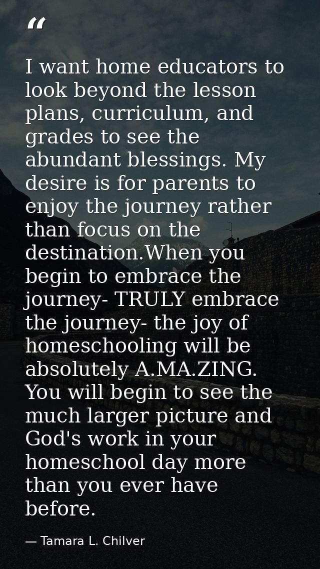 I want home educators to look beyond the lesson plans, curriculum, and grades to see the abundant blessings. My desire i — Tamara L. Chilver