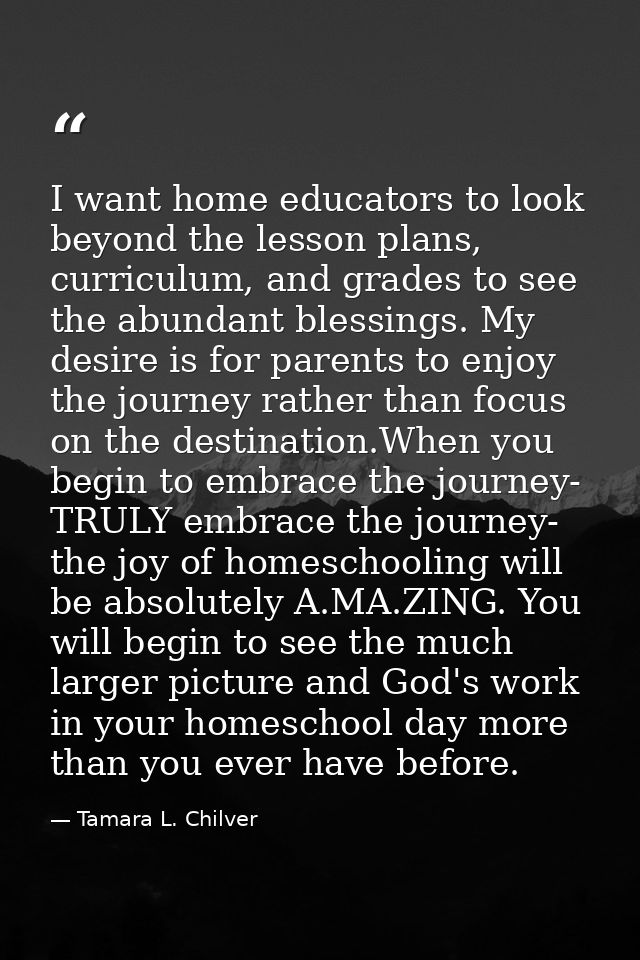 I want home educators to look beyond the lesson plans, curriculum, and grades to see the abundant blessings. My desire i — Tamara L. Chilver