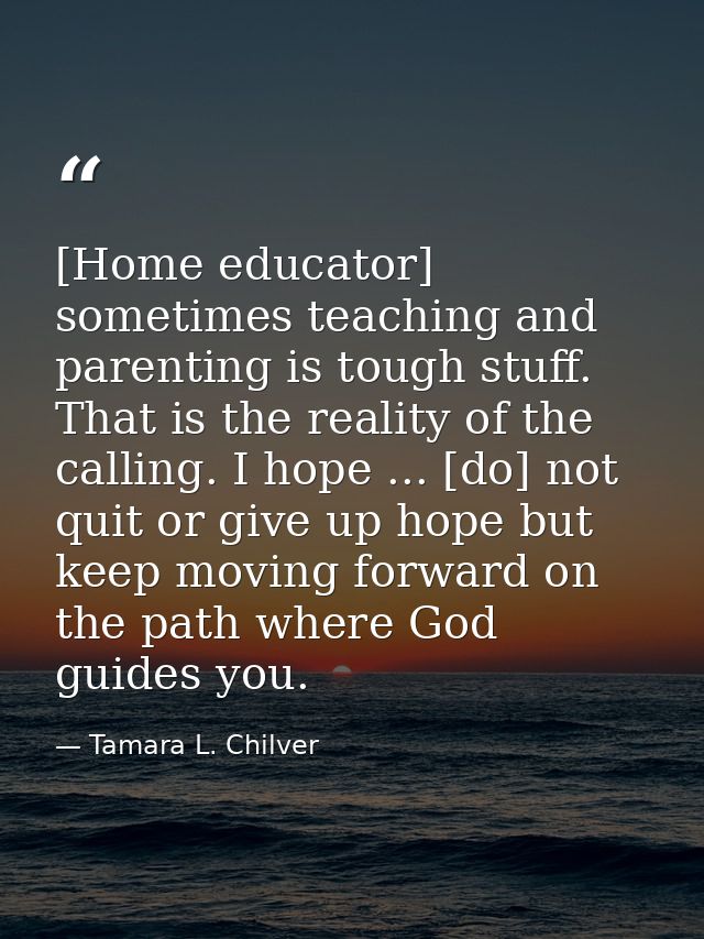 [Home educator] sometimes teaching and parenting is tough stuff. That is the reality of the calling. I hope ... [do] not — Tamara L. Chilver