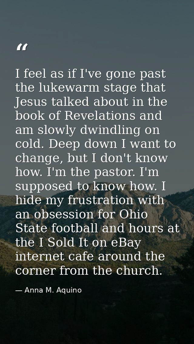 I feel as if I've gone past the lukewarm stage that Jesus talked about in the book of Revelations and am slowly dwindlin — Anna M. Aquino