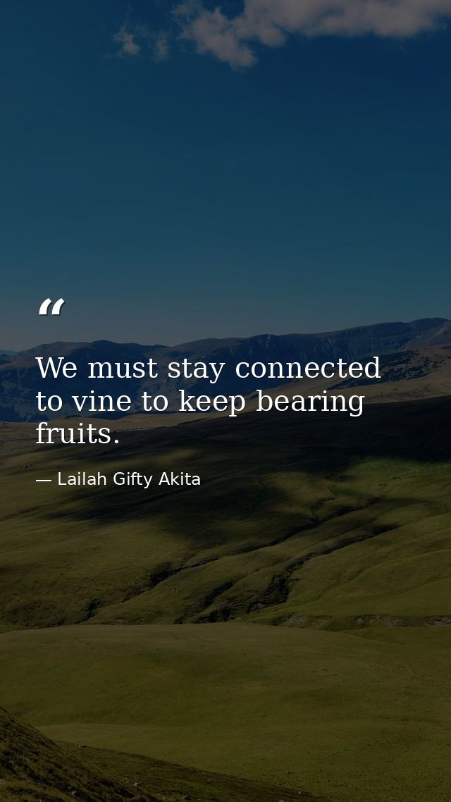 We must stay connected to vine to keep bearing fruits. — Lailah Gifty Akita