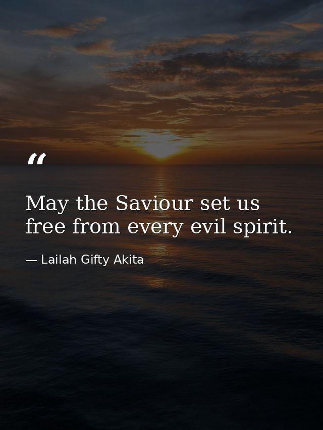 May the Saviour set us free from every evil spirit. — Lailah Gifty Akita
