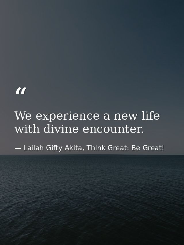 We experience a new life with divine encounter. — Lailah Gifty Akita, Think Great: Be Great!