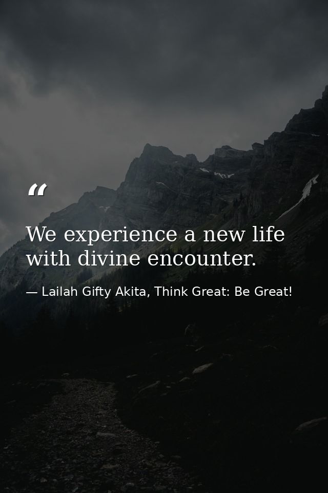 We experience a new life with divine encounter. — Lailah Gifty Akita, Think Great: Be Great!