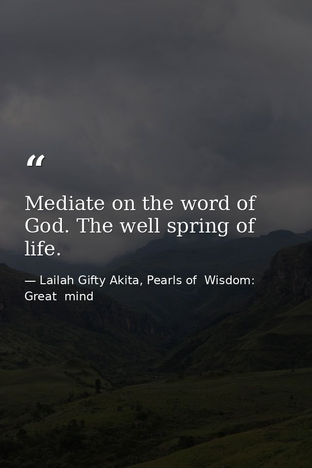 Mediate on the word of God. The well spring of life. — Lailah Gifty Akita, Pearls of  Wisdom: Great  mind