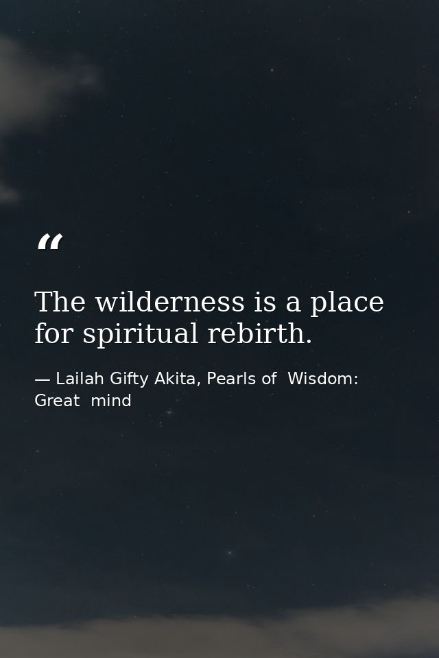 The wilderness is a place for spiritual rebirth. — Lailah Gifty Akita, Pearls of  Wisdom: Great  mind