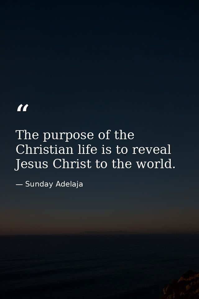 The purpose of the Christian life is to reveal Jesus Christ to the world. — Sunday Adelaja