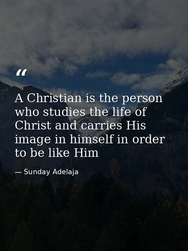 A Christian is the person who studies the life of Christ and carries His image in himself in order to be like Him — Sunday Adelaja