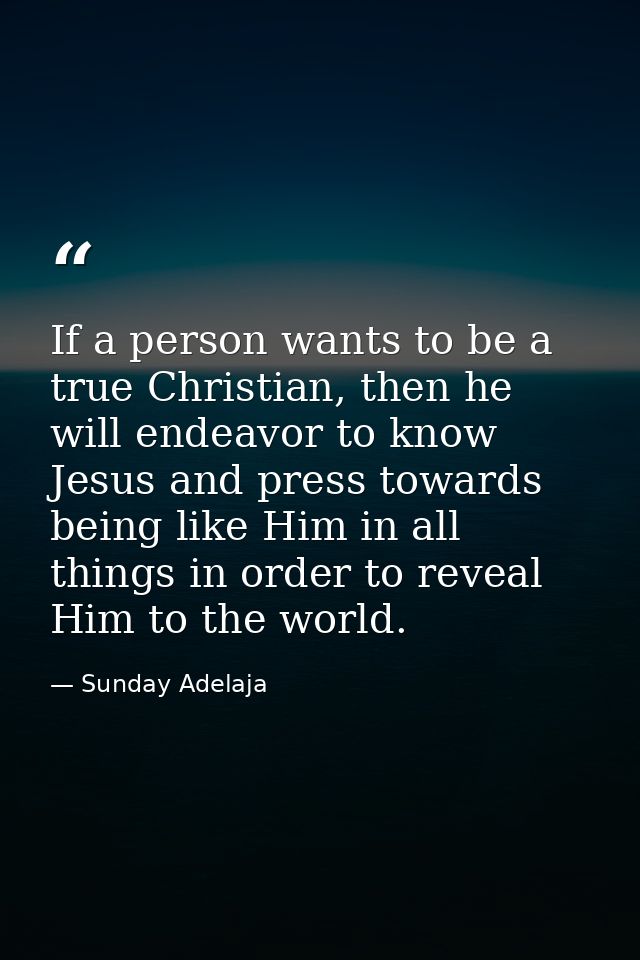 If a person wants to be a true Christian, then he will endeavor to know Jesus and press towards being like Him in all th — Sunday Adelaja