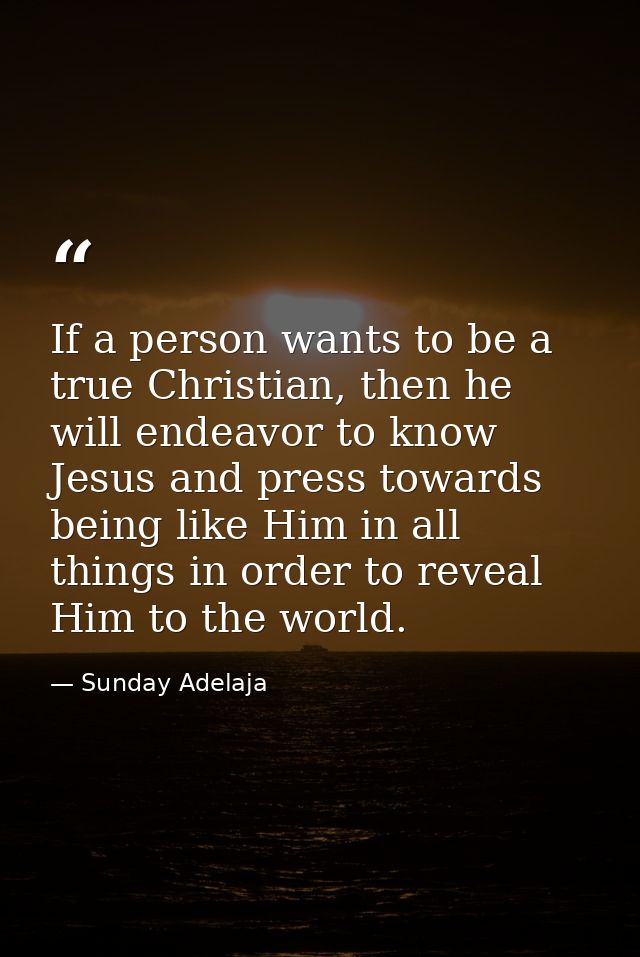 If a person wants to be a true Christian, then he will endeavor to know Jesus and press towards being like Him in all th — Sunday Adelaja