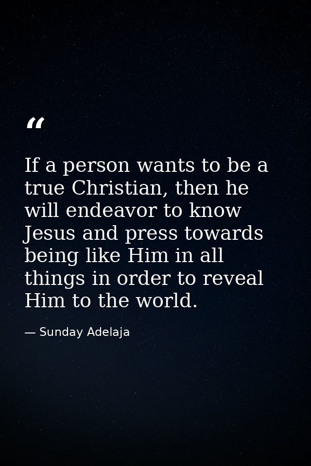 If a person wants to be a true Christian, then he will endeavor to know Jesus and press towards being like Him in all th — Sunday Adelaja