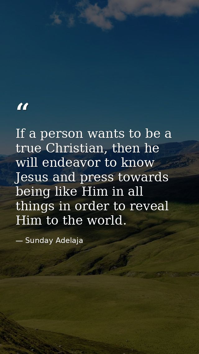 If a person wants to be a true Christian, then he will endeavor to know Jesus and press towards being like Him in all th — Sunday Adelaja