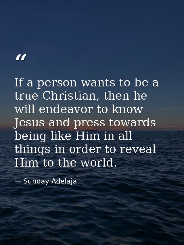 If a person wants to be a true Christian, then he will endeavor to know Jesus and press towards being like Him in all th — Sunday Adelaja