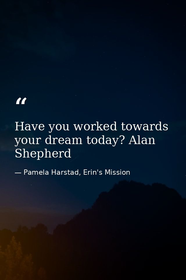 Have you worked towards your dream today? Alan Shepherd — Pamela Harstad, Erin's Mission