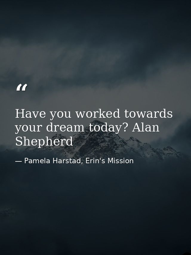 Have you worked towards your dream today? Alan Shepherd — Pamela Harstad, Erin's Mission