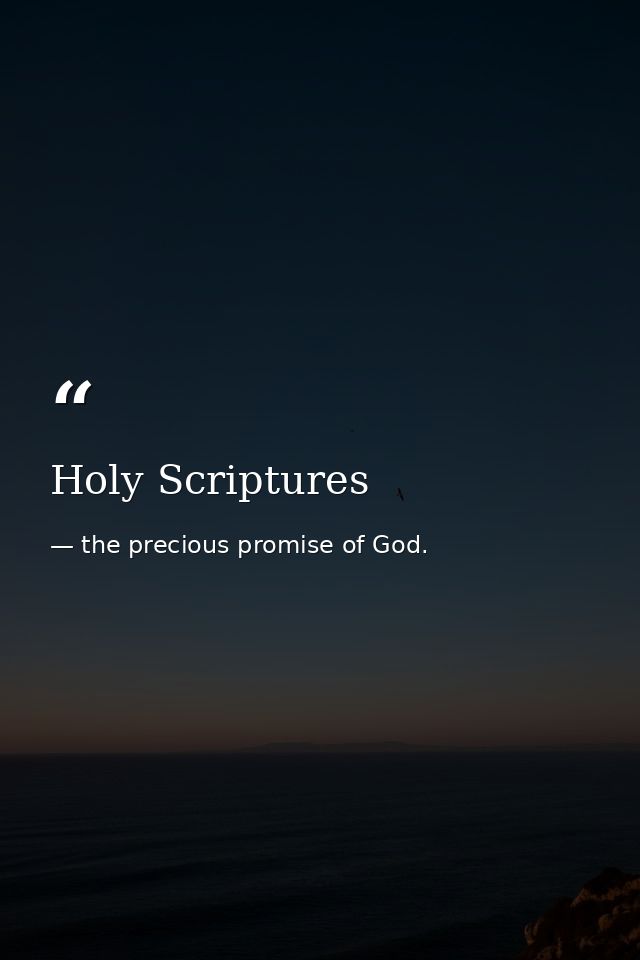 Holy Scriptures — the precious promise of God.