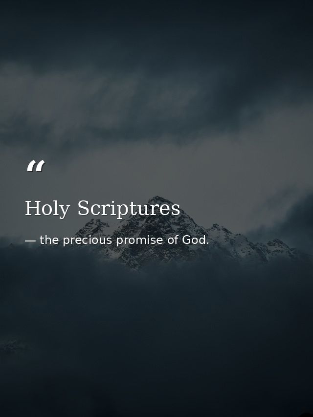 Holy Scriptures — the precious promise of God.
