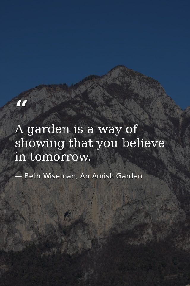 A garden is a way of showing that you believe in tomorrow. — Beth Wiseman, An Amish Garden