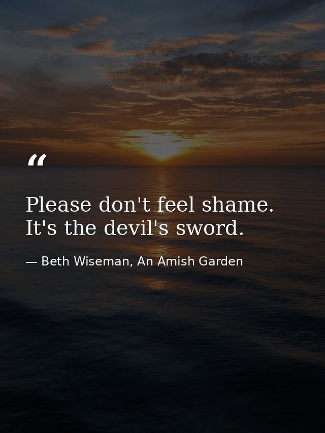 Please don't feel shame. It's the devil's sword. — Beth Wiseman, An Amish Garden