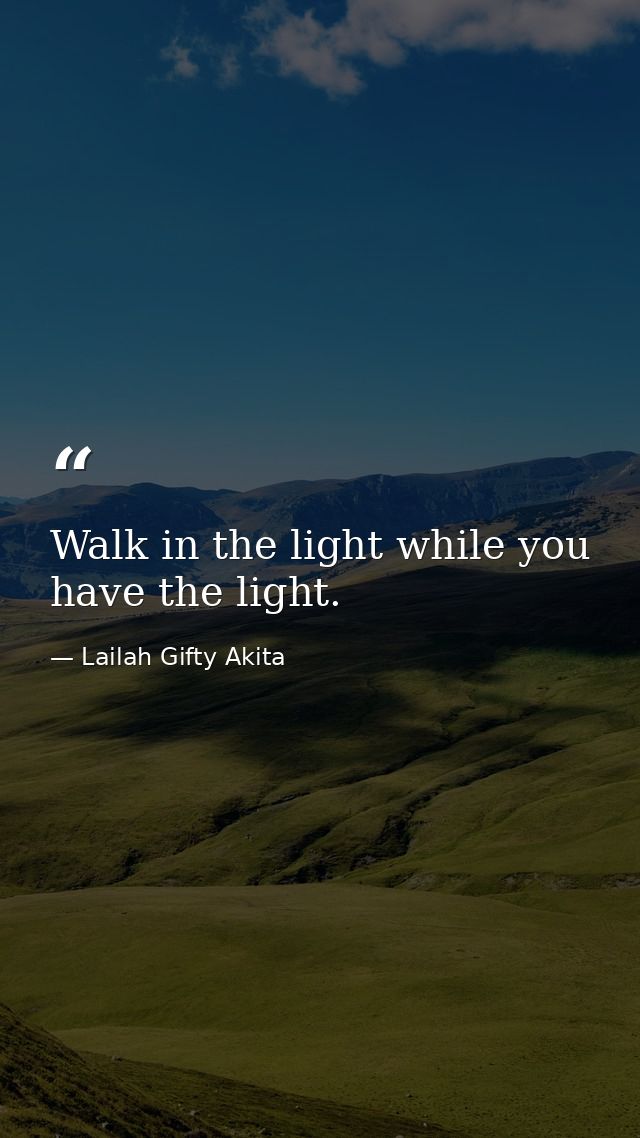 Walk in the light while you have the light. — Lailah Gifty Akita