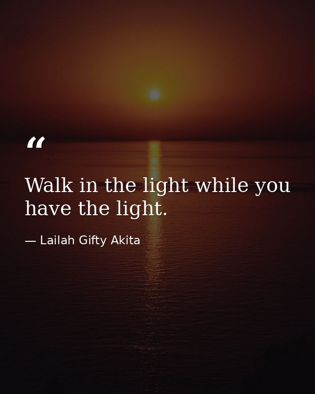 Walk in the light while you have the light. — Lailah Gifty Akita