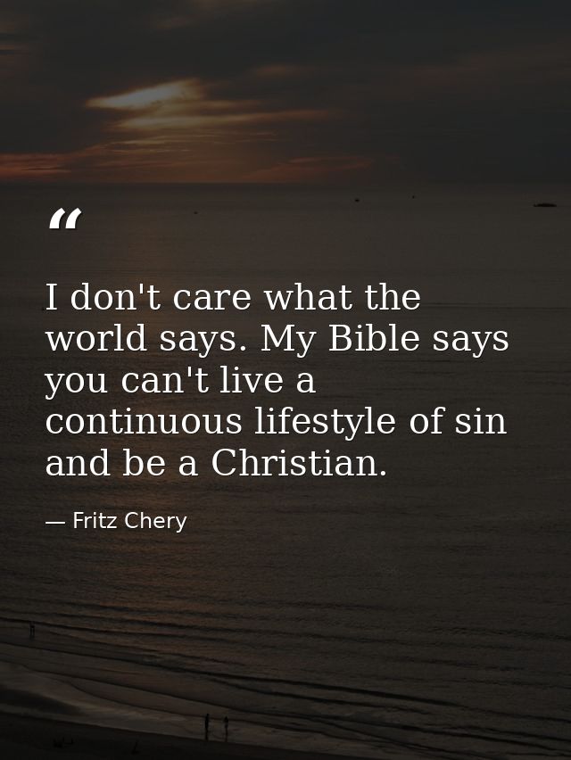 I don't care what the world says. My Bible says you can't live a continuous lifestyle of sin and be a Christian. — Fritz Chery