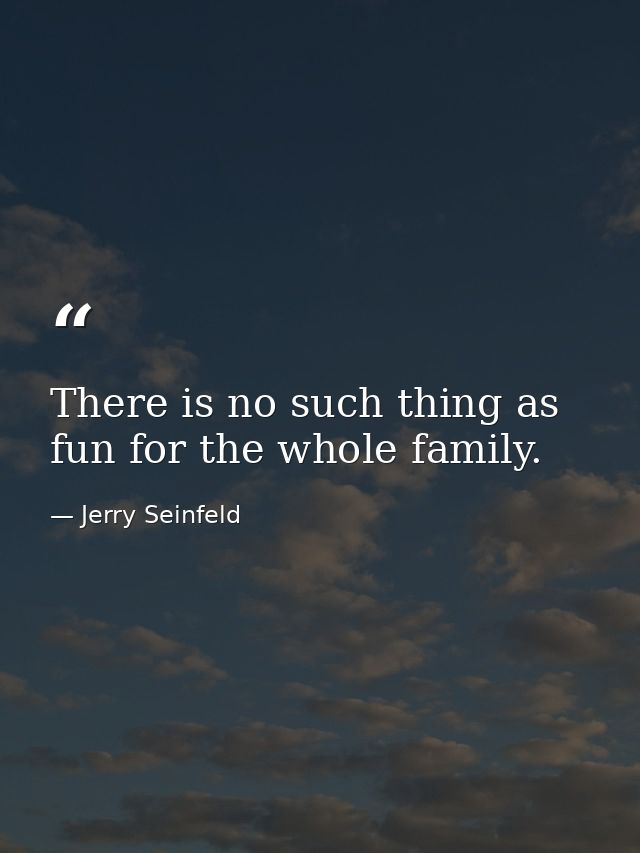 There is no such thing as fun for the whole family. — Jerry Seinfeld