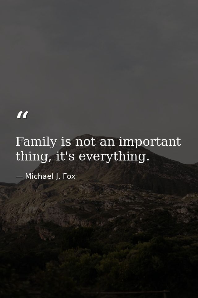 Family is not an important thing, it's everything. — Michael J. Fox