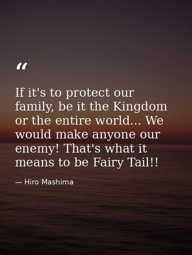 If it's to protect our family, be it the Kingdom or the entire world... We would make anyone our enemy! That's what it m — Hiro Mashima