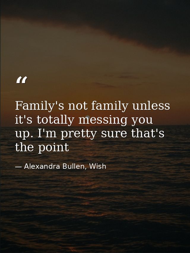 Family's not family unless it's totally messing you up. I'm pretty sure that's the point — Alexandra Bullen, Wish