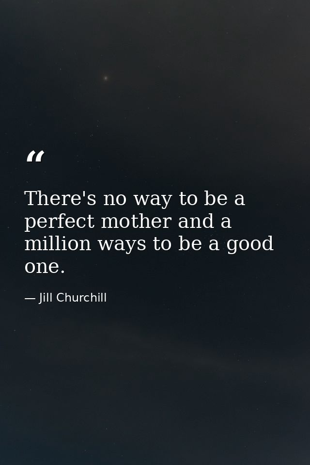 There's no way to be a perfect mother and a million ways to be a good one. — Jill Churchill