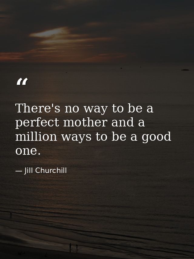 There's no way to be a perfect mother and a million ways to be a good one. — Jill Churchill