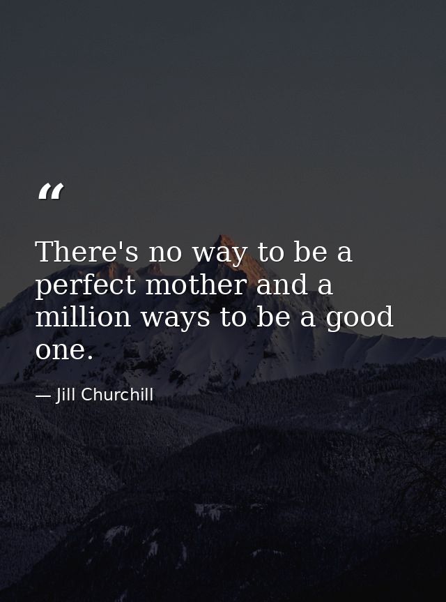There's no way to be a perfect mother and a million ways to be a good one. — Jill Churchill