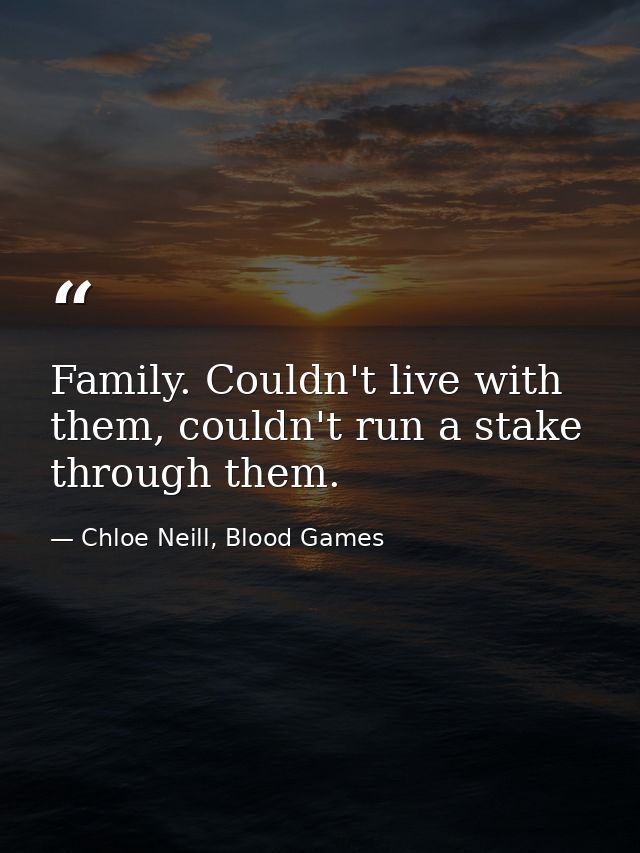Family. Couldn't live with them, couldn't run a stake through them. — Chloe Neill, Blood Games
