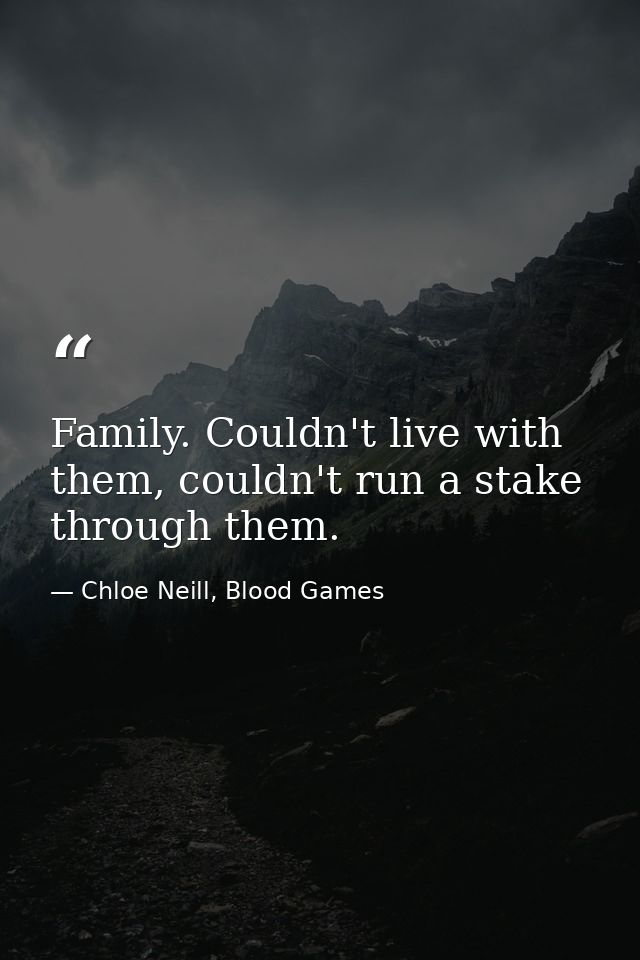 Family. Couldn't live with them, couldn't run a stake through them. — Chloe Neill, Blood Games