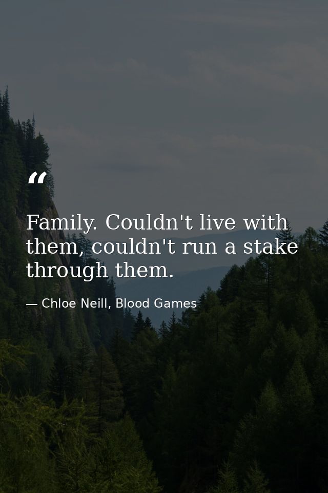 Family. Couldn't live with them, couldn't run a stake through them. — Chloe Neill, Blood Games