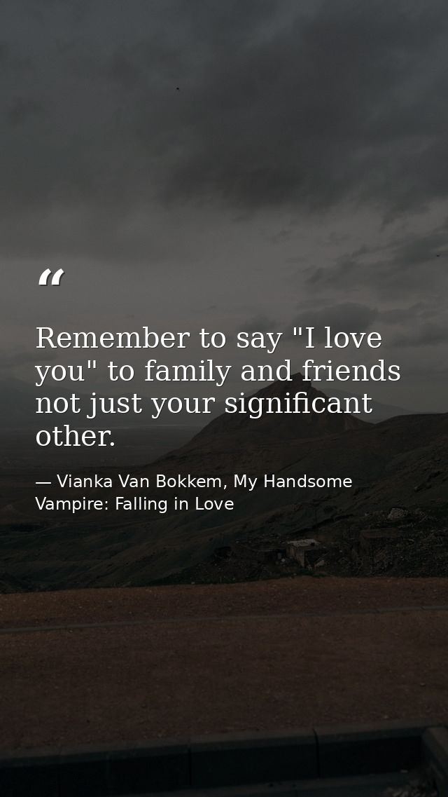 Remember to say "I love you" to family and friends not just your significant other. — Vianka Van Bokkem, My Handsome Vampire: Falling in Love