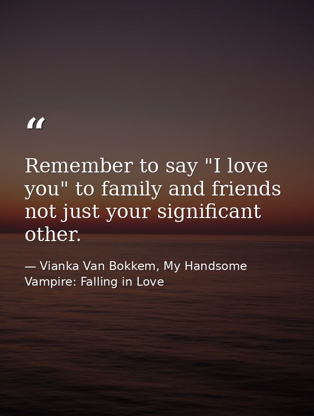 Remember to say "I love you" to family and friends not just your significant other. — Vianka Van Bokkem, My Handsome Vampire: Falling in Love