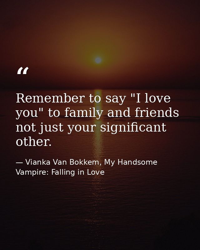Remember to say "I love you" to family and friends not just your significant other. — Vianka Van Bokkem, My Handsome Vampire: Falling in Love
