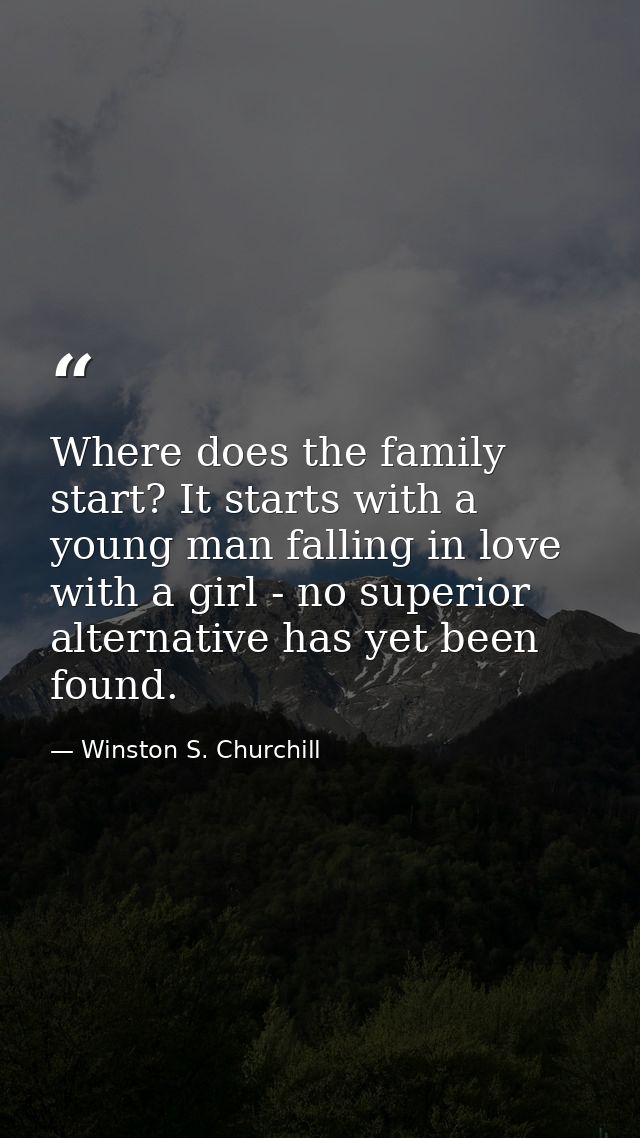 Where does the family start? It starts with a young man falling in love with a girl - no superior alternative has yet be — Winston S. Churchill