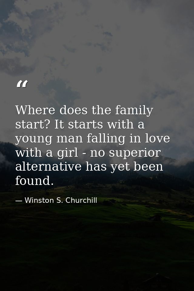 Where does the family start? It starts with a young man falling in love with a girl - no superior alternative has yet be — Winston S. Churchill