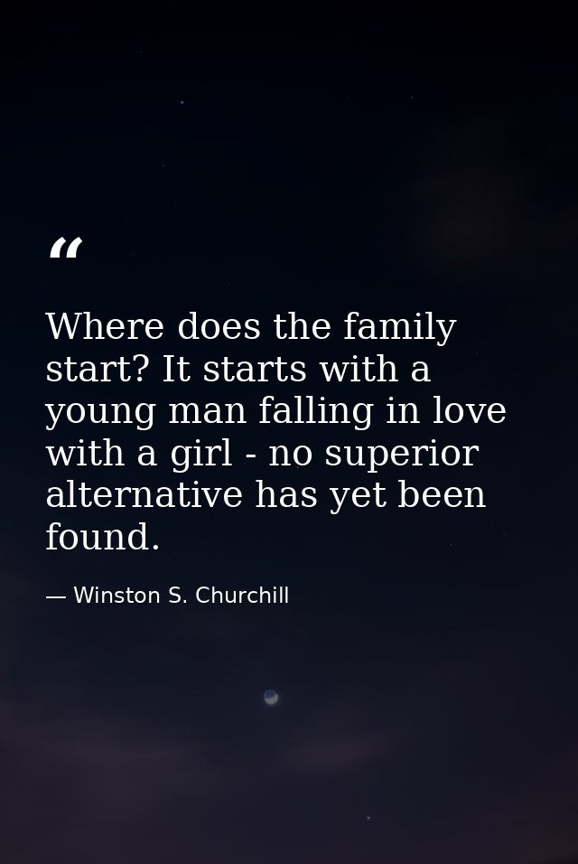 Where does the family start? It starts with a young man falling in love with a girl - no superior alternative has yet be — Winston S. Churchill