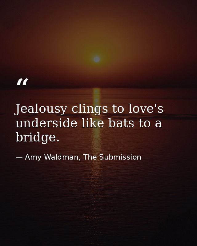 Jealousy clings to love's underside like bats to a bridge. — Amy Waldman, The Submission
