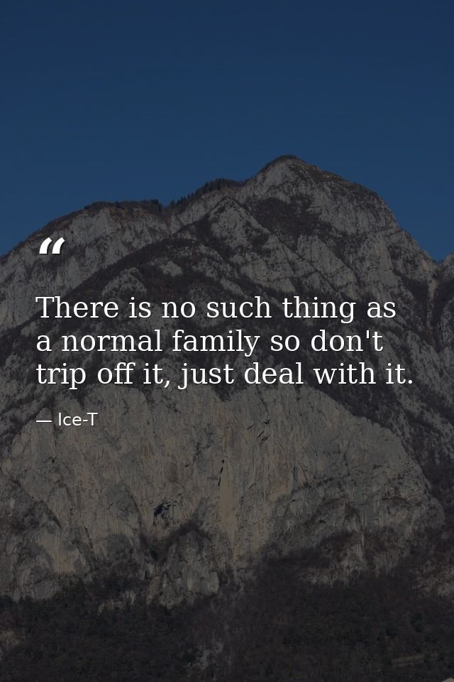 There is no such thing as a normal family so don't trip off it, just deal with it. — Ice-T