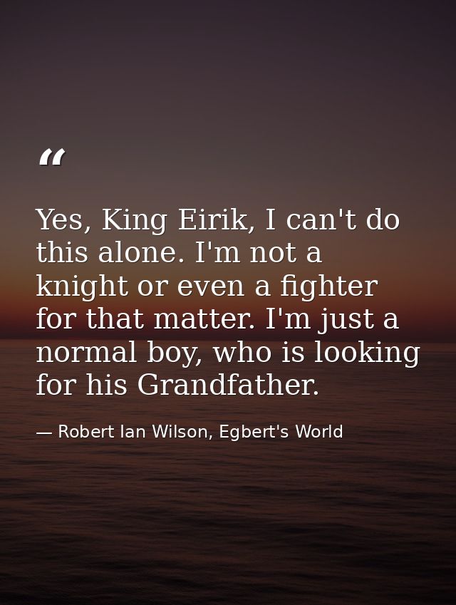 Yes, King Eirik, I can't do this alone. I'm not a knight or even a fighter for that matter. I'm just a normal boy, who i — Robert Ian Wilson, Egbert's World