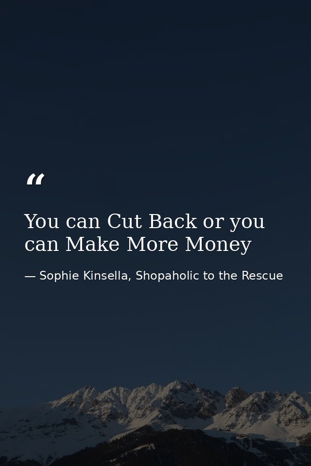 You can Cut Back or you can Make More Money — Sophie Kinsella, Shopaholic to the Rescue