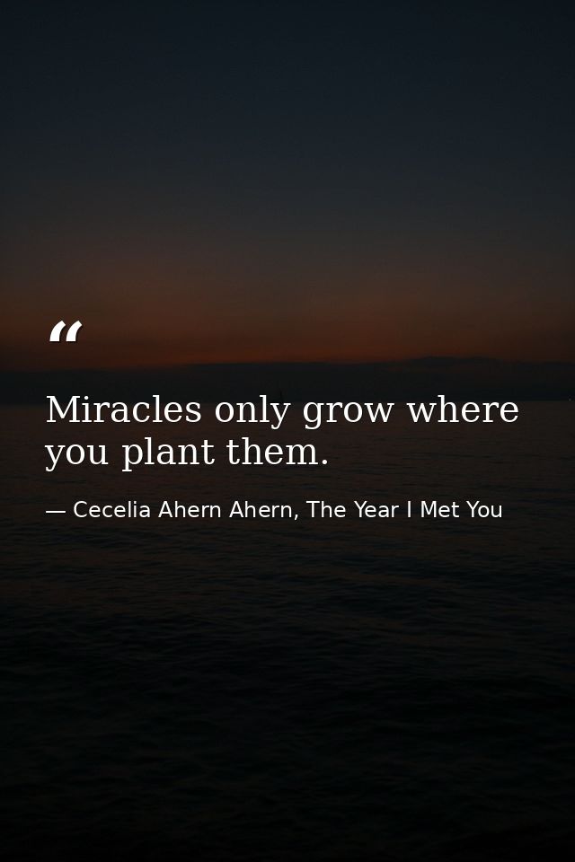 Miracles only grow where you plant them. — Cecelia Ahern Ahern, The Year I Met You