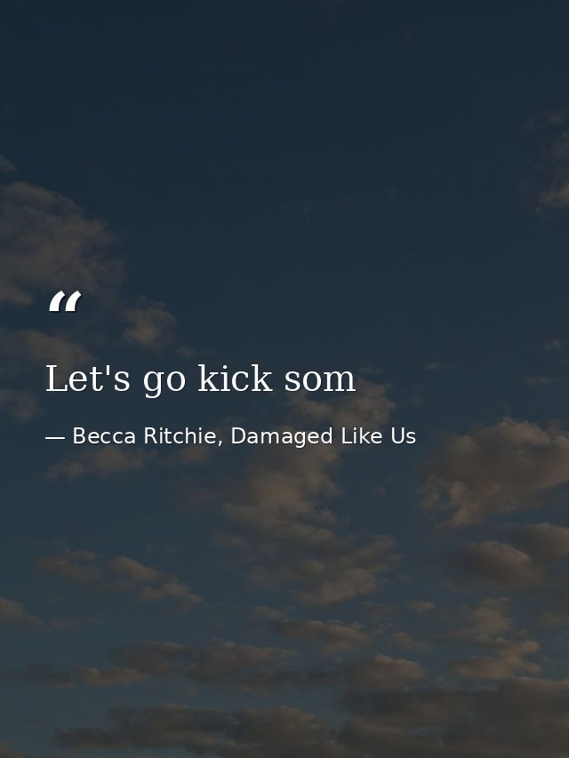Let's go kick som — Becca Ritchie, Damaged Like Us